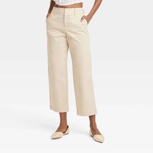 Women's High-Rise Straight Ankle Chino Pants - a New Day Tan